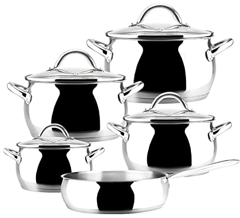MAGEFESA ® Kuchen batería de cocina, 9 piezas, Elementos 5 Piezas, Acero Inoxidable, Multicolor