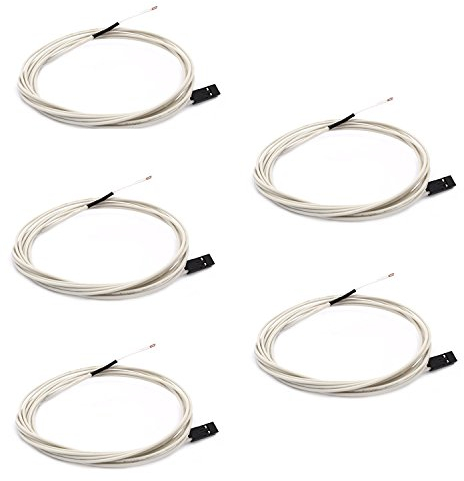 DollaTek Termistor 5TC NTC 3950 100K con cableado de 1 Metro y Cabeza de Clavija Hembra para RepRap Impresora 3D Extrusora Cama calefactada precableada o Hot End