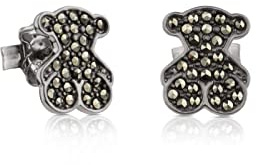 TOUS Ohrringe aus Sterlingsilber für Damen, mit Markasit-Bärenmuster 1,1 cm, vielseitig und zeitlos, Kollektion Grace