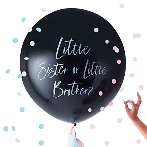 Ginger Ray Little Brother or Little Sister Gender Reveal Partyballon, 91,4 cm, Blau/Rosa