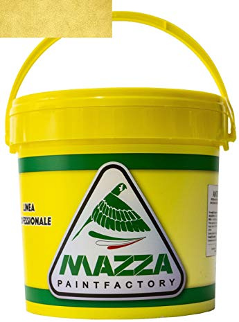 MAZZA Pittura Decorativa Per Interni Effetto Sabbiato Lt 5 Sabbia Colorificio Vernice Muro Effetto Metallizzato Cangiante Perlescente Idropittura Murale Colorata (Giallo Oro Sbp3036)