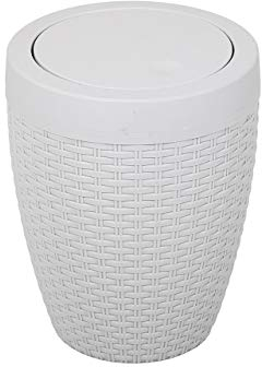 Addis 518367 Papelera Redonda de ratán sintético (5 L), Color Gris Claro, Swing Bin