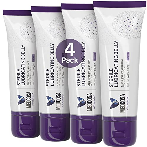 Medcosa Sterile Lube | Surgical Lube | Bacteriostatic | Water Based Lubricating Jelly | Medical Lubricant [4 x 82g] Flip Top Tube