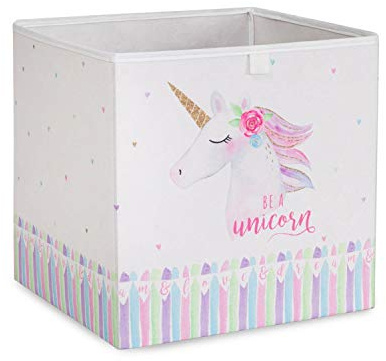 Ocean Home Textile Einhorn Aufbewahrungsbox für Kinderzimmer, Faltbare Spielzeugkiste 30x30x30