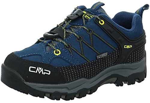 CMP Kids Rigel Low Trekking Shoes WP, Zapatos de Trekking Unisex niños, Tinta Azul Amarillo, 30 EU