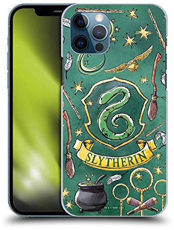 Head Case Designs Officially Licensed Harry Potter Slytherin Pattern Deathly Hallows XIII Hard Back Case Compatible With Apple iPhone 12 / iPhone 12 Pro
