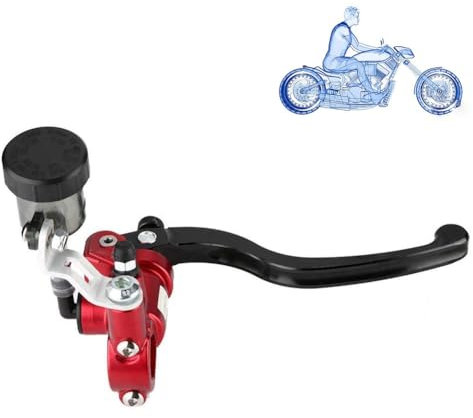 BigKing Leva Della Frizione Moto, Leva Della Frizione Idraulica Del Motociclo Materiale in Lega Di Alluminio Forgiato Destra Pompa Freno a Spinta Diritta (Rosso)