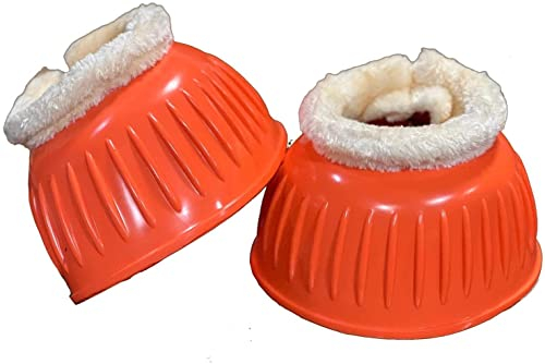 Equipride Übergreifstiefel, Glockenstiefel, aus hochwertigem Gummi mit Kunstfellfutter, XXL-XS (Größe XS, Orange)
