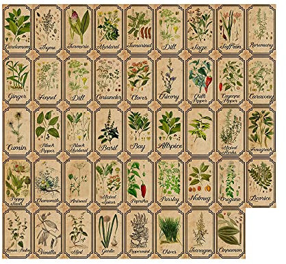 Herb and Spice Apothecary Labels Vintage Labels Stickers for Jars Bottles Tags