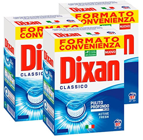 Dixan Classic Pulito Profondo Plus Active Fresh - Limpiador en polvo para lavadora, formato 5,82 kg - 291 lavados