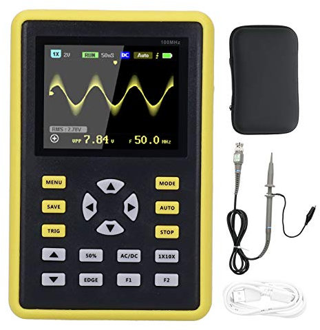 Kuuleyn Osciloscopio de Mano, Osciloscopio Digital de Mano, Osciloscopio Digital Pantalla LCD IPS de Mano 2,4 Pulgadas 100 MHz 500 MS/s 5012H