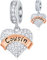 Cousin I Love You Heart Pendant Charms in 925 Sterling Silver, Fits Pandora Birthday Bracelet, Sparkle CZ Dangle Beads with Rose Gold Banner, Gift for Brother/Girl/Boy