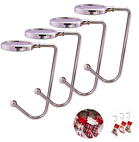 Kungfu Mall 4 supporti per calze di Natale, ganci per camino, ganci per calze di Natale, ganci per caminetto, calze di Natale, clip per decorazioni per feste di Natale