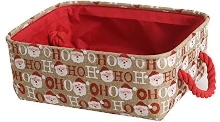 INough Weihnachts-Ornament-Aufbewahrungsbox, Organisator für Weihnachtsdekorationen, Weihnachtskorb für Kinder, zusammenklappbare Geschenkkörbe ohne Inhalt mit Griffen (OH).