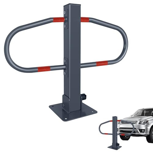 Froadp 73x51cm Klappbare Parkplatzsperren Stahl Absperrpfosten Parkbügel Mobile Parkpfosten mit Schlüssel & Reflexstreifen Robust Standfuß Sperrpfosten Set Barrierepfosten Parkplatzbügel (2 Stück)