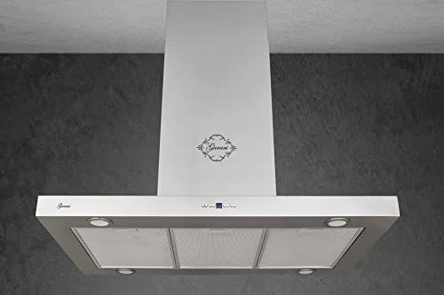 GURARI Insel Dunstabzugshaube 90 cm GCH I 431 90 IS PRIME Inselhaube Edelstahl mit Fernbedienung | Abzugshaube Abluft/Umluft Freihängend | Starke Saugleistung 1000 m³/h
