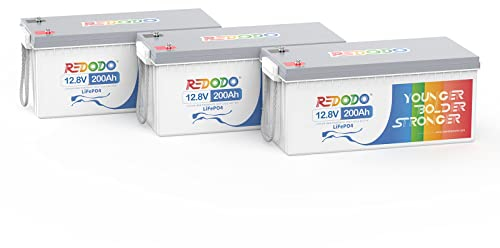 Redodo [3er Pack] LiFePO4 200Ah 12V Lithium-Batterie Integrierte 100A BMS, 4000-15000 Zyklen 2560Wh Nutzbare Energie Perfekter Ersatz für AGM/Gel-Batterie für HeimSolaranlage, Camping, RV, Boote