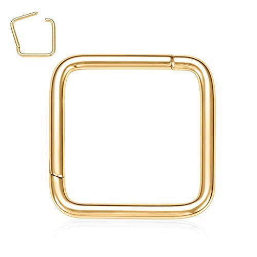 AROWRO Gold Septum Ring Daith Piercing Schmuck - Square Conch Smiley Orbital 16G Nasen Ringe 8mm Clicker Hoops Cartilage Ohrringe