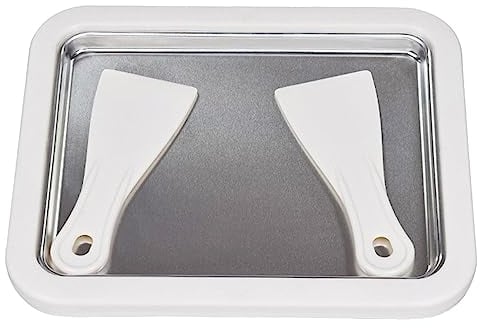 puseky - Máquina para hacer rollos de helado, sartén con 2 raspadores, placa fría rectangular instantánea para hacer helado casero, crema enrollada, yogur congelado, gelatina