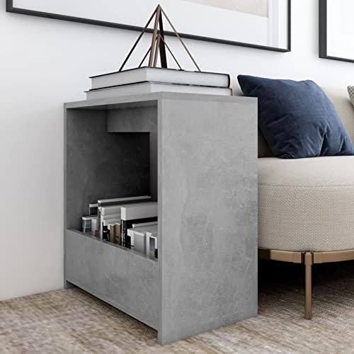 Homgoday Table basse gris ciment 50 x 26 x 50 cm en aggloméré, peu encombrant, armoire d'extérieur, mobilier extérieur, balcon pour salon, bureau, chambre à coucher, salle de bain