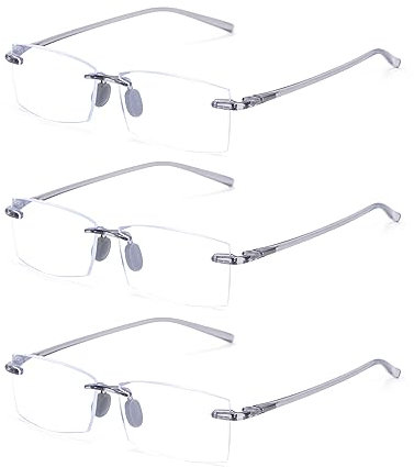 TERAISE Randlose Lesebrille Bequeme Leichte Rahmenlose Leser Männer Frauen Blaues Licht Blocking Computer Brillen(2.5X)