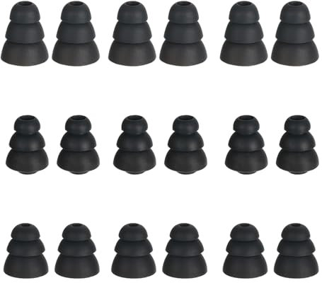 sourcing map Silicone Triple Flange Ear Bud Tips Low Noise for Inside Diameter 4mm-5mm Earbuds In-Ear Earphones(Inner Hole 4mm) S/M/L,9 Pairs, Black