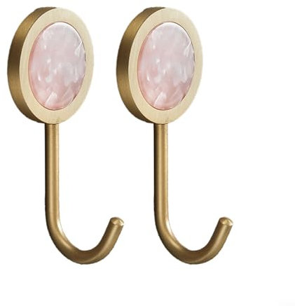 RANRAO Solid Brass Decorative Wall Hook, Coat Hooks Wall Mounted, Heavy Duty Hole Shining Gold Fancy Hook for Bathroom Kitchen Door Closet Cabinet(Pink)
