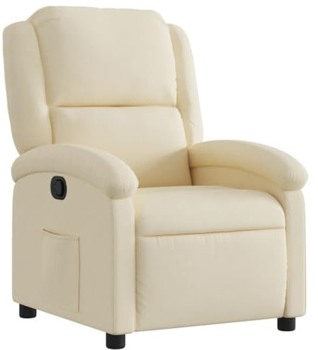 vidaXL Fauteuil Inclinable, Chaise de Relaxation avec Dossier et Repose-Pied, Siège Inclinable, Fauteuil TV de Salon, Moderne, Crème Tissu