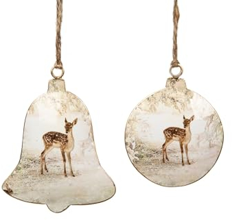 2er Set Christbaumschmuck REH Bambi Glocke Christmas Aufhänger Weihnachten