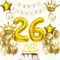 Luftballons 26. Geburtstag Mann frauen Deko Gold Tortendeko 26. Geburtstag Mann Party Dekoration Weiß gold Geburtstagsdeko 26 Jahre frau Männer ballon