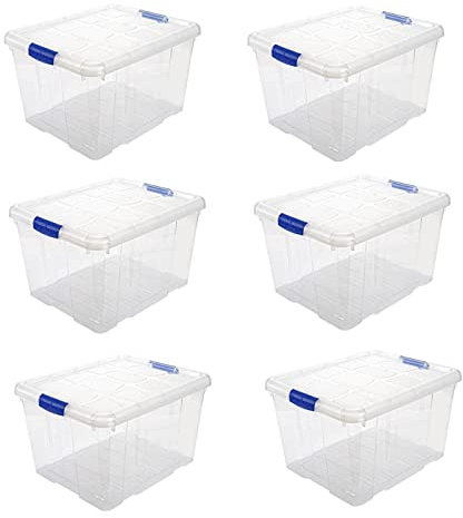 Acan Tradineur - Pack de 6 Cajas de Almacenamiento - Fabricado en plástico - Contenedor para almacenar juguetes, Libros, ropa, mantas - N.º 2-25,5 x 41,5 x 35 cm - 25 Litros
