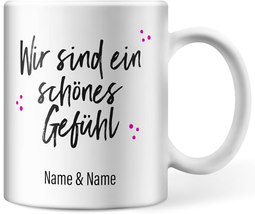 Tasse für Paare personalisiert mit Namen, Wir sind ein schönes Gefühl, Valentinstag Verliebte Partner Personalisierte-Geschenke