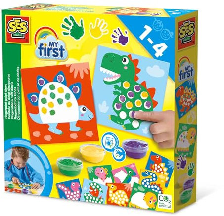My first - Peinture au doigt - Dinosaures - SES CREATIVE - Peins 10 cartes de dinosaures.
