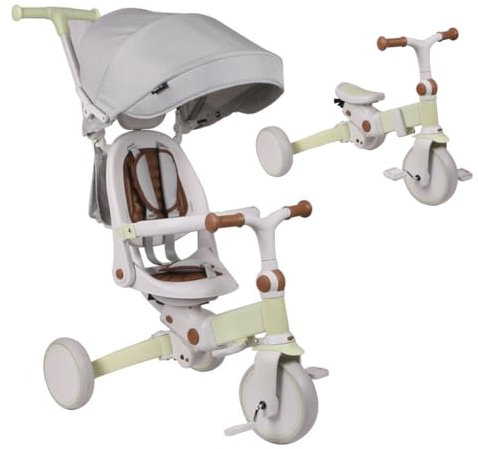 Olmitos - Evolutionäres 5-in-1-Baby-Dreirad - Kinderfahrrad ab 1 Jahr bis 5 Jahren - vom Dreirad zum Fahrrad mit oder ohne Pedale - anpassbar und transformierbar (Grün)