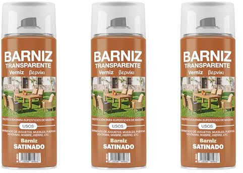 Etrexonline Pintura Spray Multicolor Profesional | 400ml | Adecuado para Metal, Madera & Plástico | Barniz Satinado | Secado Rápido | Paquete de 3