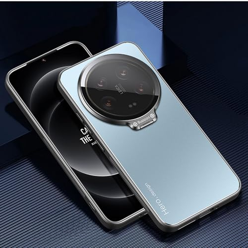 TIANYUE Coque pour Xiaomi 14 Ultra, Coque Mince Film Intégré avec Capuchon d'objectif d'appareil Photo, Couverture Rigide en PC avec Support pour Xiaomi 14 Ultra-Bleu