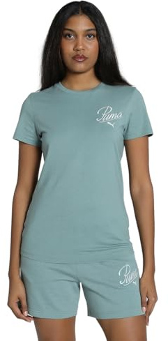 PUMA Unisex ESS Script Tee T-Shirts, Green Moon, S