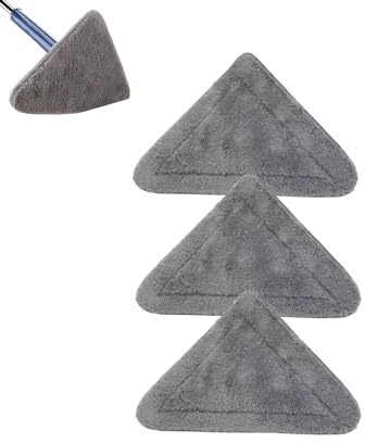 Triangular Cleaning Mop Replacement Heads, 360°Rotatable Adjustable Mops Microfiber Pads Reusable Imitation Hand Twist Quick Dry Spin Mop Cloths for Cleaning Wall Window Floor Ceiling Glass (6)
