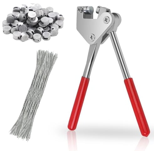 Plombenzange, Plombenzange Set aus Stahl, 165mm Plombendraht, Enthält 80 Plomben (10 mm), 80 Plombendrähte (170 mm), für Logistik, Wasserzähler