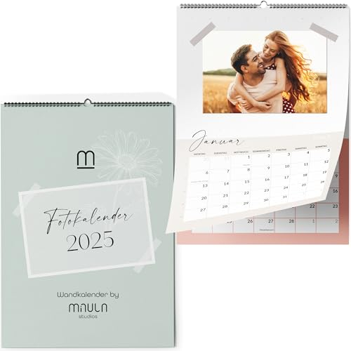 Fotokalender 2025 zum Selbstgestalten - Bastelkalender 2025 mit Stickern - Wandkalender 2025 - Kalender Selbst Gestalten 2025 - DIY Kalender 2025 mit Ferienübersicht - DIN A4 Kalender WC012_25