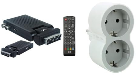 Majestic DEC 663N - Mini DECODIFICADOR Digital TERRESTRE DVB-T/T2 HD, SCART/HDMI, Entrada USB 2.0 DE & Legrand 694516, Adaptadores 2P+T, 2 Tomas de enchufes/Corriente Frontales, Ladron de enchufes.