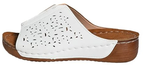 wojonifuiliy01 Damen Sandalen Klobige Sandals, Rutsch Sandaletten Ultraleicht Trekking Elegant Bequem Frau Hausschuhe Sommer Keilsandalen, Casual Damensandalen (A3-White, 37)