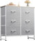 WLIVE Chest of Drawers, 6 Fabric Drawers Cabinet with Easy Pull Handle, Wood Top and Sturdy Steel Frame for Bedroom, Living Room, Light Grey