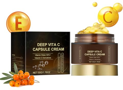 Capsule hydratante Deep Vitamine C Golden Capsule Face - Capsules anti-âge pour une peau rayonnante - Gel hydratant transparent pour une hydratation intense - Crème pour le visage femme (1 pièce, M)