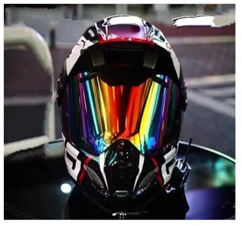 SZSMHL Helmvisier, Motorradhelm-Visierlinsenbeschichtung Visiergehäuse for ARAI Tour-CROSS3 TX3 XD4 Rally-Helm Nachtsichtlinse(Rainbow Red)