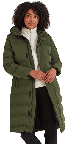 TOG24 Glaston Womens Insulated Jacket Puffer Long-Length Water-Repellent | Coat, Quilted, DWR coating, Recycled fabric, 4-way stretch, Zip pockets, Toggle adjusters, Hiking, Running, Winter, Hood