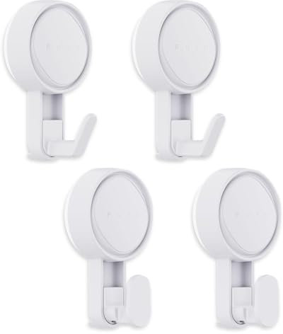 4 Pieces of White Suction Cup Hooks, Traceless Hooks, Rotatable Hooks, Waterproof Hooks, Home Accessories, Suitable for Bathrooms, Living Rooms, and Kitchens