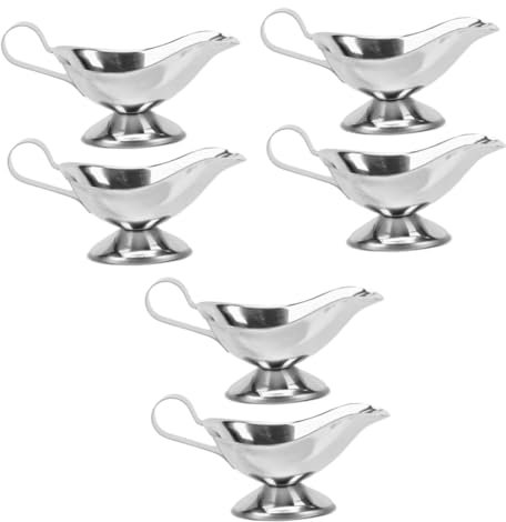 IMIKEYA 3 Sätze Steak-sauce-boot Restaurant-tischgeschirr Heißer Ahornsirupbehälter Kleiner Mit Deckel Bratensoße Gericht Aus Edelstahl Saucenkrug Rostfreier Stahl 2 Stück * 3