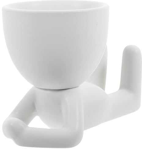Amosfun Maceta de Cerámica para Suculentas con Forma Humana para Decoración de Oficina Y Hogar