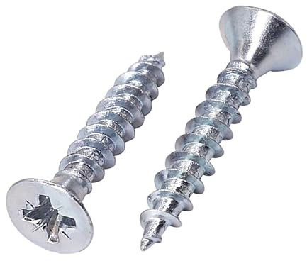 SKIR'CO (80 pièces) Acier zingué Vis à bois 5,0 x 30 mm, tête fraisée Pozidriv, vis pour aggloméré, PZ entièrement filetées